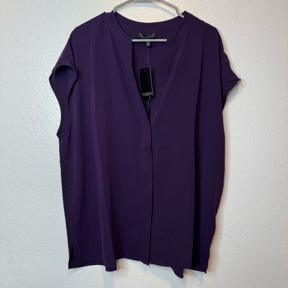 Eloquii Plum Purple Hidden Button Blouse Size 16 New - Picture 1 of 7